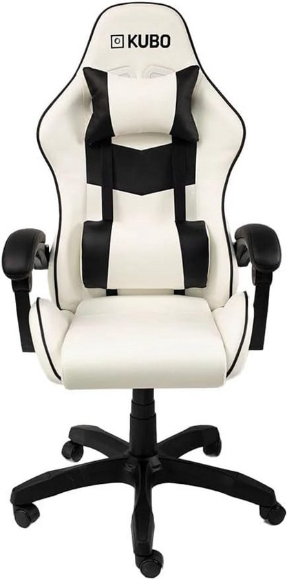 Ergonomische Gaming Stoel Wit Zwart met Hoofdsteun - Max. 130 kg Draagvermogen van Merkloos