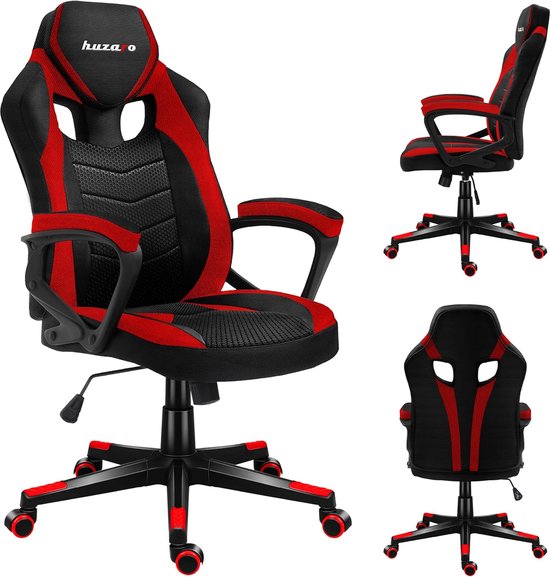 Ergonomische Gaming Stoel Zwart/Rood In Hoogte Verstelbaar Met Kantelfunctie