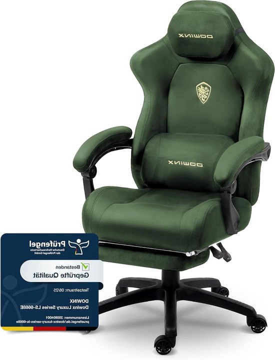 Ergonomische Gamingstoel - Gamestoel Stoel - Lang Zitten Comfortabel - Met Massage Lendenkussen - Tot 200 kg - Groen van Merkloos