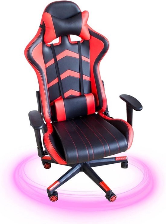 Ergonomische gamingstoel in zwart en rood met verstelbare rugleuning en armsteunen, tot 150 kg