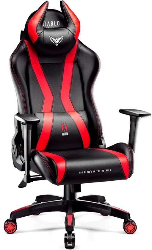 Ergonomische gamingstoel - met 3D-armleuningen - lumbaal- en nekkussen - Zwart/rood