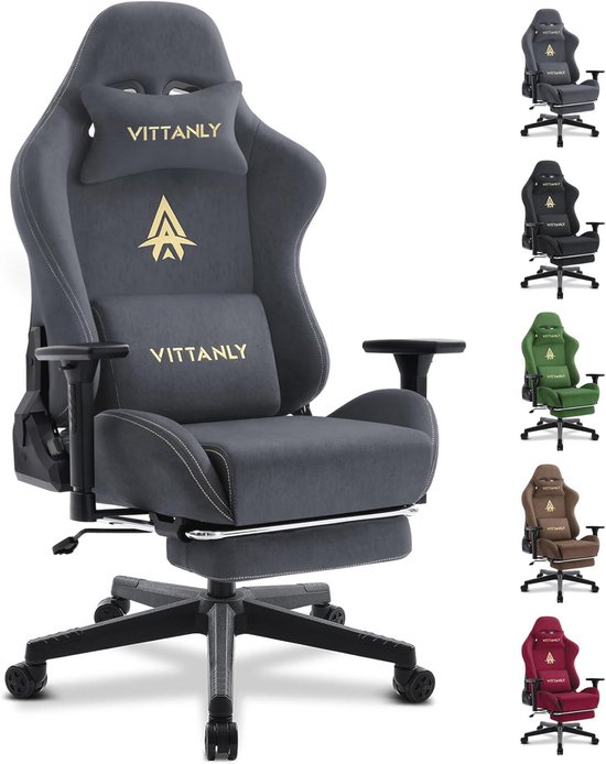 Ergonomische Gamingstoel met Ademend Imitatiesuède en Voetensteun, 3D Armleuningen en Verstelbare Rugleuning van Merkloos