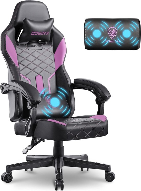 Ergonomische Gamingstoel met Lendesteun en Verstelbare Rugleuning, PU-leer van Merkloos