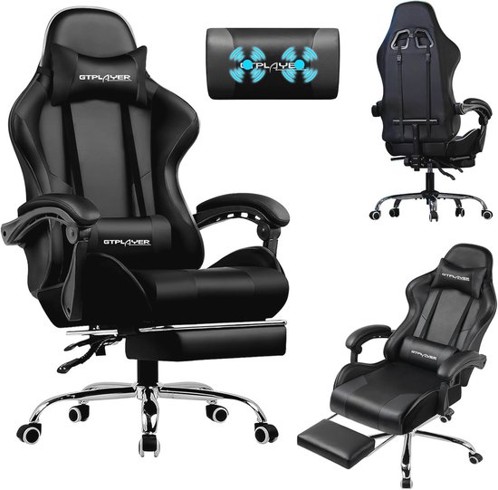 Ergonomische Gamingstoel met Massage en Voetensteun - 150 kg Capaciteit