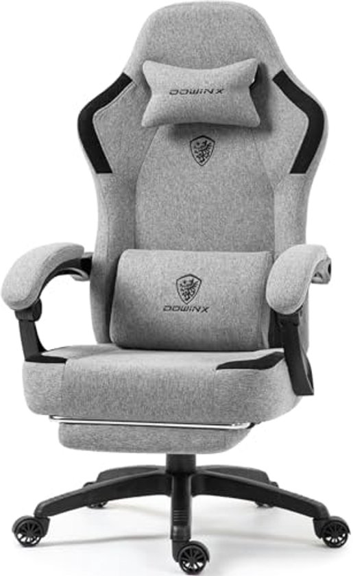 Ergonomische Gamingstoel met Massagesteun en Voetensteun - Geschikt voor Gamer en Kantoor, Maximaal 150 kg, Grijs