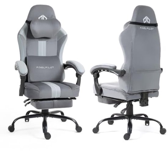 Ergonomische Gamingstoel met Voetensteun en Ademend Stof voor Optimale Comfort