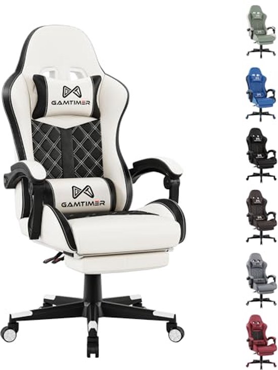 Ergonomische Gamingstoel met Voetensteun en Lendensteun - Verstelbaar en Draaibaar van Merkloos