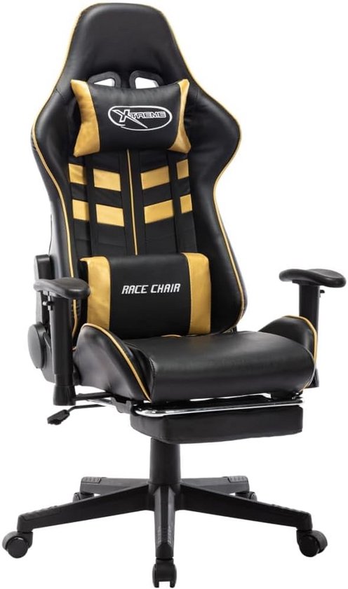 Ergonomische Gamingstoel met Voetensteun – Zwart en Goud van Merkloos