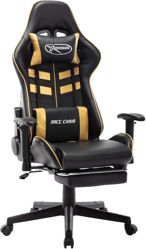 Ergonomische Gamingstoel met Voetensteun - Zwart en Goud