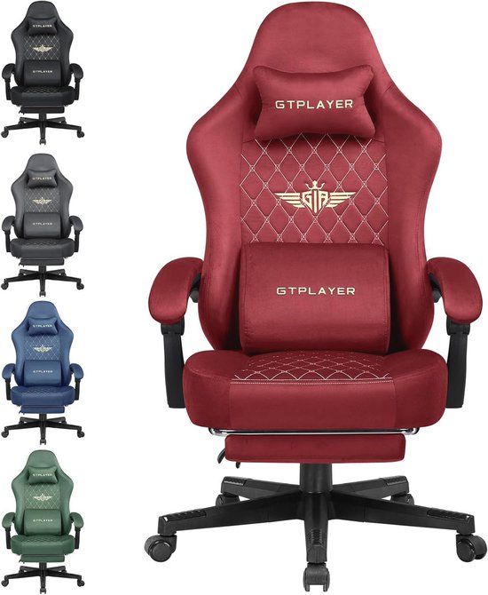 Ergonomische Gamingstoel - Verstelbare Gamestoel voor Bureau met Vering en Voetensteun van Merkloos