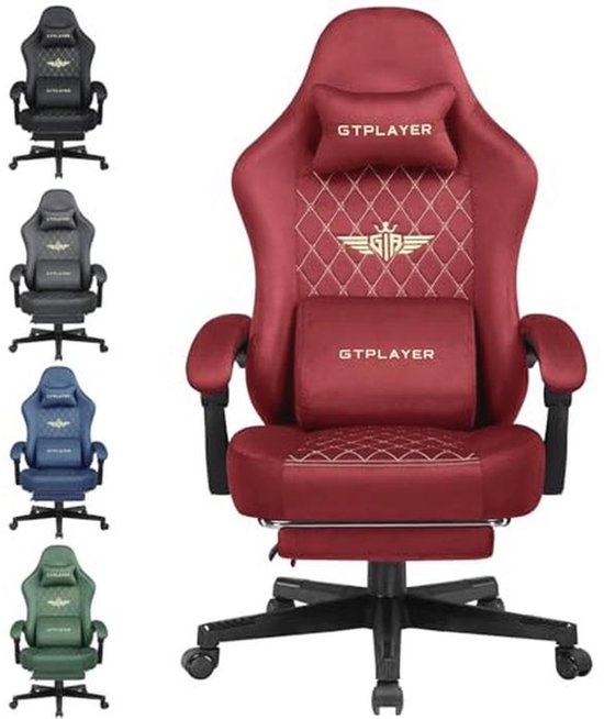 Ergonomische Gamingstoel - Verstelbare Gamestoel voor Bureau met Vering en Voetensteun
