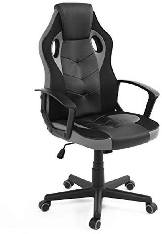 Ergonomische Gamingstoel voor Jongeren - Verstelbare en Draaibare Zitting, Ademend Mesh en Kunstleer, Dubbele Hoofdsteun, Zachte Wielen van Merkloos
