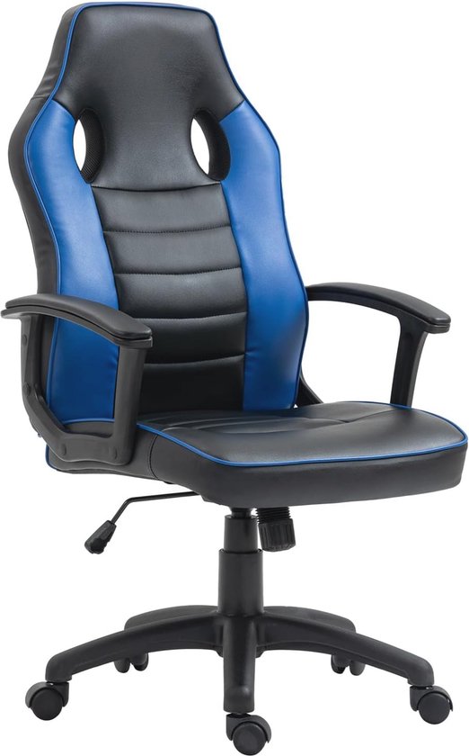 Ergonomische Gamingstoel voor Kinderen - Hoogte Verstelbaar, Hoge Rugleuning, Zwart/Blauw van Merkloos
