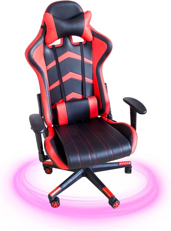 Ergonomische Gamingstoel Zwart Rood met Verstelbare Rugleuning en Armsteunen tot 150 kg van Merkloos