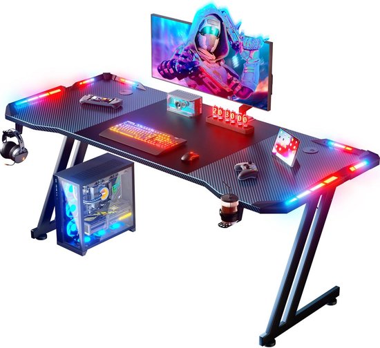 Ergonomische Gamingtafel 160 x 60 cm met Koolstofvezel Oppervlak van Merkloos