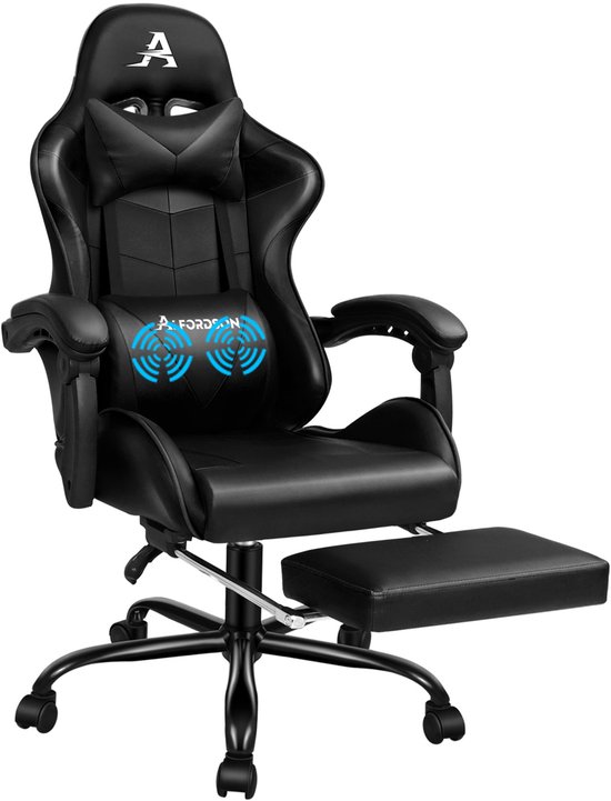 Ergonomische race gaming bureaustoel met verstelbare en in hoogte verstelbare voetsteun en belasting 180 kg van Merkloos