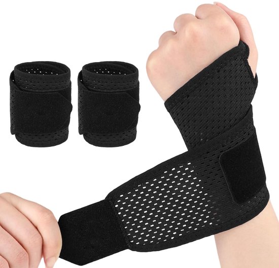 ESYFOR 2 Stuks Bandage Pols Ademend Elastisch Polsbandage Links Rechts Polsbrace voor Dames Heren Sport, Fitness, Carpaal Tunnelsyndroom