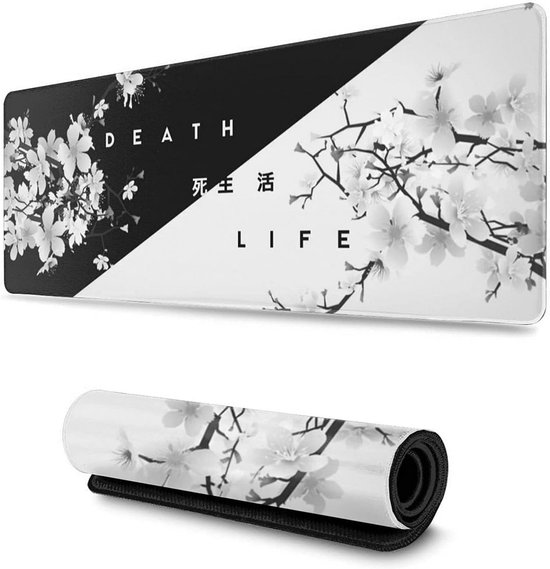 Extra Grote Gaming Muismat XXL met Japanse Pagode en Kersenbloesem - Antislip Bureaumat van Merkloos