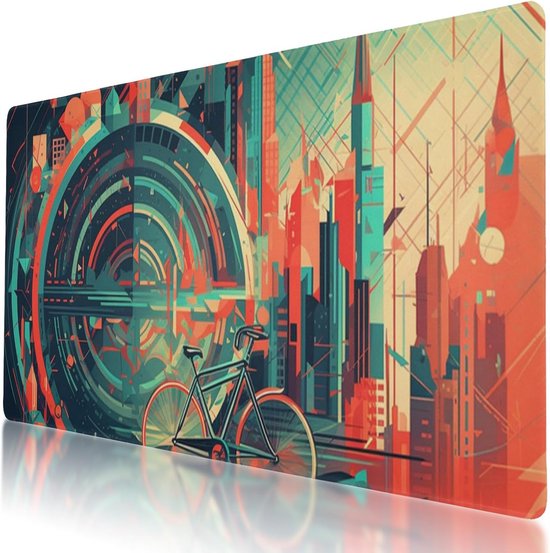 Extra Grote XL Muismat 90x40cm met Fietsdesign - Anti-slip & Waterdicht Bureauonderlegger voor Gaming en Werk van Merkloos