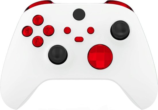eXtremeRate Buttons Buttons for Xbox Series S X Controller,Replacement Keys Button LB RB LT RT Bumpers Triggers D-pad ABXY Start Back Sync Share for Xbox Series X/S Controller-Chrome Red