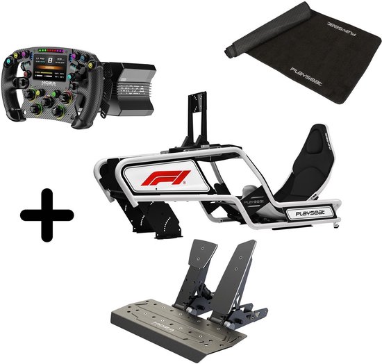 F1 2025 Racing Simulator Bundel - Moza Racing R12 V2 DD + FSR2 Wheel + SR-P Pedals + Playseat Formula Intelligence - F1 Edition + XL Floor Mat - PC van Merkloos