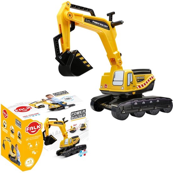 Falk Power Builder Graafmachine - 360° Roterende Cabine - 85x38x67 cm - Geel - Voor Kinderen 3-7 Jaar van Falk