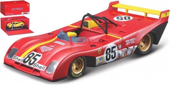 Ferrari 312 P #85 6th Watkins Glen 1972 Rood / Geel J.Ickx / M.Andretti 1-43 Burago Racing Series van Ferrari