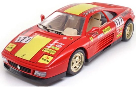 Ferrari 348tb Evoluzione 1991 (rood) (30 cm) 1/18 Bburago - Modelauto - Schaalmodel - Model auto - Miniatuurauto van Bburago