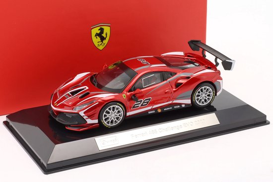 Ferrari 488 Challenge EVO #28 2020 Rood Metallic / Wit 1:43 Bburago Signature Series van Merkloos
