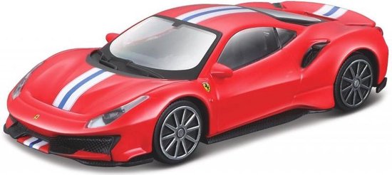Ferrari 488 Pista Race & Play 1:43 rood/wit/zwart van Bburago