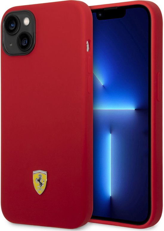 Ferrari Back cover - iPhone 14 Plus & 15 Plus - Rood - Liquid Silicone - Minimalistisch ontwerp van Merkloos