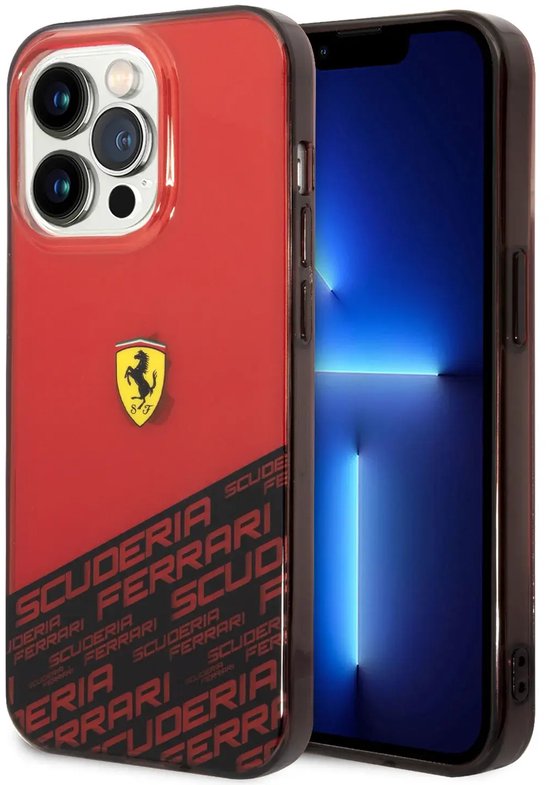 Ferrari Back Cover - iPhone 14 Plus & 15 Plus - Rood - Slanke Pasvorm - Verhoogde Randen van Merkloos