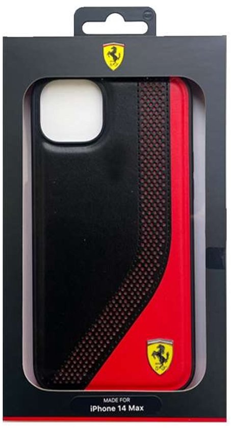 Ferrari Back cover - iPhone 14 Plus & 15 Plus - Zwart - Slank & Schokbestendig - Carbonlook van Merkloos