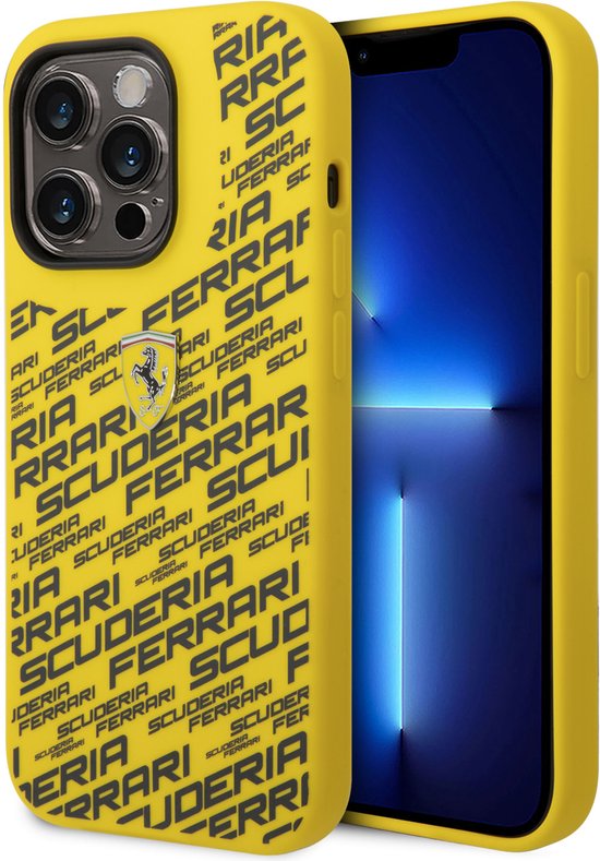 Ferrari Back cover - iPhone 14 Pro - Geel - Schokabsorberend - Sportief design van Merkloos