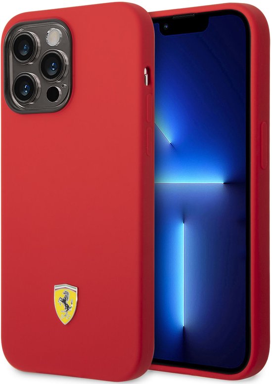 Ferrari Back Cover - iPhone 14 Pro Max - Rood - Siliconen afwerking - Slank design van Merkloos