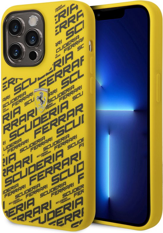 Ferrari Back cover - iPhone 14 Pro Max - Yellow - Sportief Design met Scuderia Logo van Merkloos