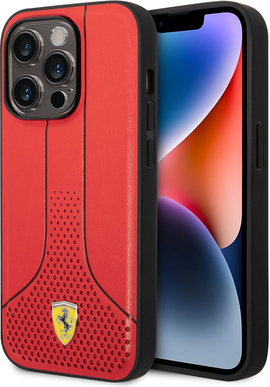 Ferrari Back cover - iPhone 14 Pro - Rood - Stootvaste bescherming - Strakke pasvorm van Merkloos