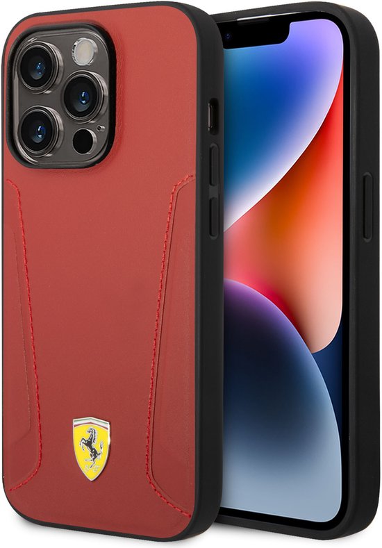 Ferrari Back Cover - Rood - Geschikt voor Apple iPhone 14 Pro - Slank & Schokabsorberend van Ferrari