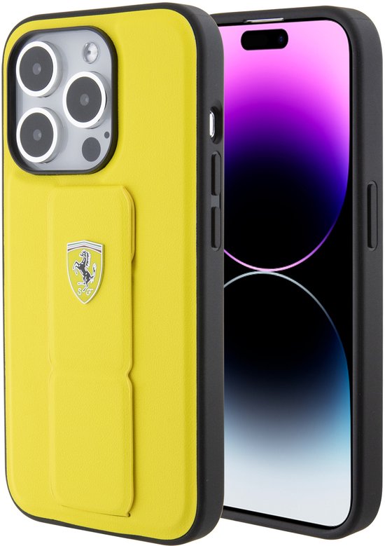 Ferrari Back Cover - Voor Apple iPhone 15 Pro - Geel - Slanke pasvorm - Bescherming voor camera & hoeken van Ferrari