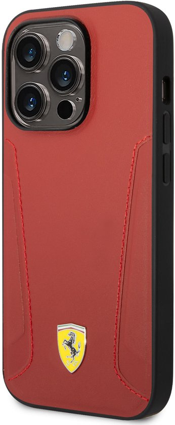 Ferrari Back cover voor iPhone 14 Pro Max - Rood - Premium leer & schokabsorptie - Draadloos opladen van Merkloos