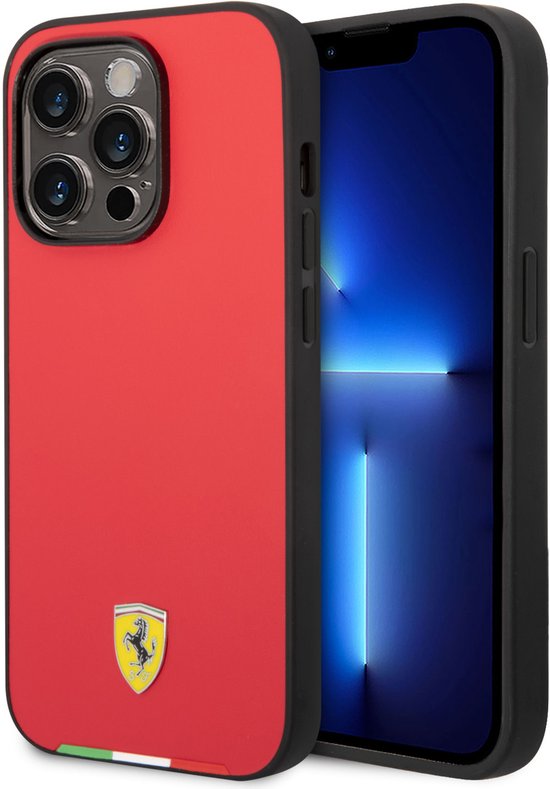 Ferrari Back cover voor iPhone 14 Pro - Rood - Schokabsorberend - Verhoogde cameraring van Merkloos