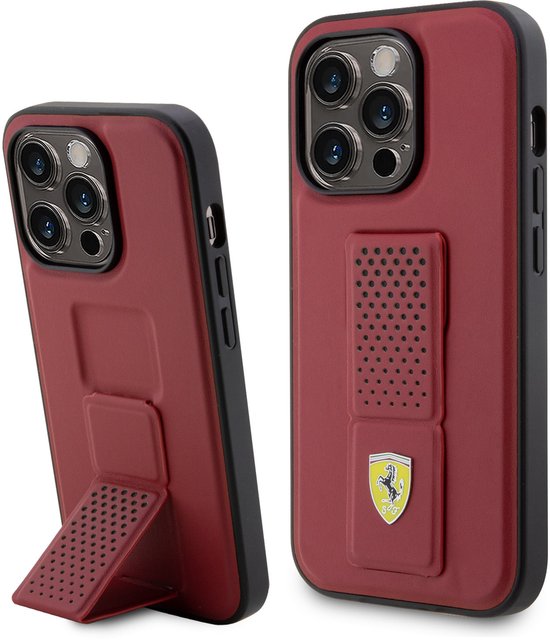 Ferrari Back Cover voor iPhone 15 Pro Max - Rood - Ingebouwde kickstand - Valbescherming van Ferrari