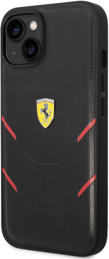 Ferrari Back Cover - Zwart - Geschikt voor iPhone 14 Plus - Sportief Design met Valbescherming van Ferrari