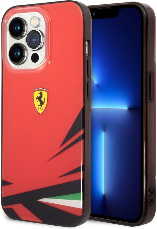Ferrari Backcover - iPhone 14 Pro - Rood - Double Layer Print - Slanke pasvorm van Merkloos