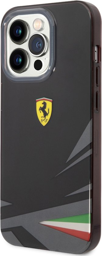 Ferrari, Coque pour Geschikt voor Apple iPhone 14 Pro en TPU Antichocs modèle Italia, Zwart van Merkloos