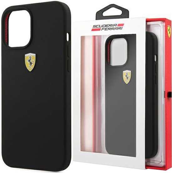 Ferrari - FESSIHCP12LBK - iPhone - 12 - Pro - Max - 6.7 - zwart/zwart - hardcase - On - Track - Siliconen van Merkloos