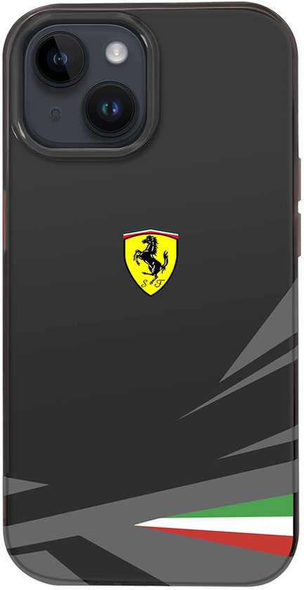 Ferrari, Hoesje Geschikt voor Apple iPhone 14 in TPU Schokbestendig model Italia, Zwart van Ferrari