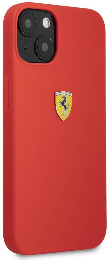 Ferrari iPhone 13 Backcover hoesje Metal Logo - Rood van Merkloos
