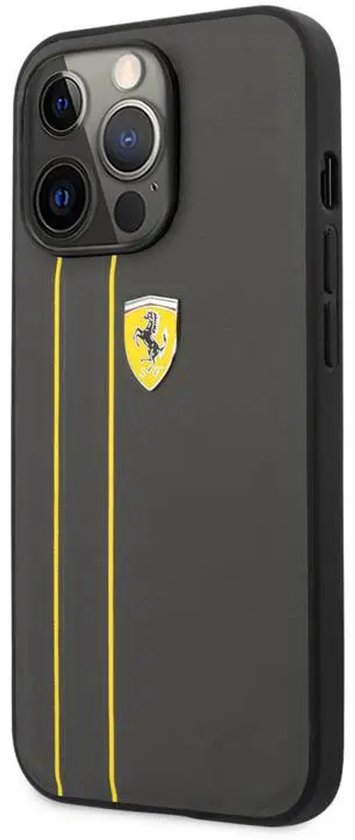 Ferrari iPhone 13 Pro Max Backcover hoesje Lines Grey - Geel van Ferrari