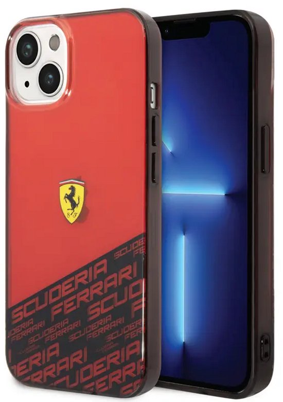 Ferrari iPhone 14 & 13 Backcover hoesje - Bottom Scuderia Allover - Rood van Merkloos